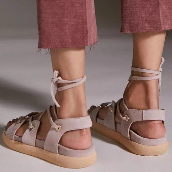 New Anthropologie Tie-Up Gladiator Dusty Pink Sandals - Size 7 - Picture 3 of 6